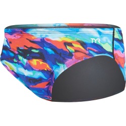 TYR Men's Synthesis Racer Brief Swimsuit - Blue/Multi 34 Polyester - Swimoutlet.com