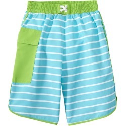 I Play. By Green Sprouts Boys' Classic Boardshorts W/Built-In Swim Diaper Baby - Aqua Stripe 12 Months - Swimoutlet.com