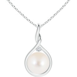 Freshwater Cultured Pearl and Diamond Twist Bale Pendant