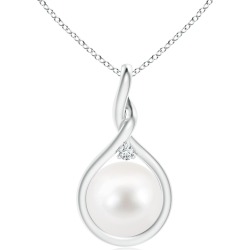 Freshwater Cultured Pearl and Diamond Twist Bale Pendant