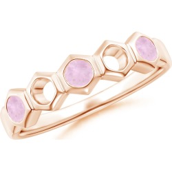 Natori x Angara Hexagonal Alternate Bezel-Set Rose Quartz Band