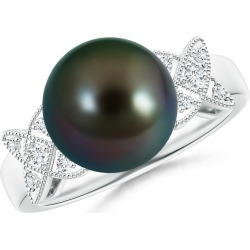 Tahitian Cultured Pearl XO Ring with Diamonds