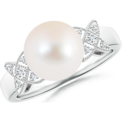 Freshwater Cultured Pearl XO Ring with Diamonds