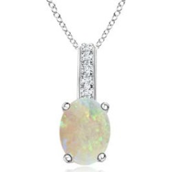 Oval Opal Solitaire Pendant with Diamond Bale found on Bargain Bro from Angara Jewelry for USD $827.64