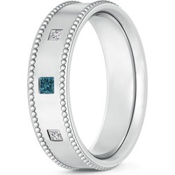 3 Stone Princess White & Blue Diamond Men's Wedding Band found on Bargain Bro from Angara Jewelry for USD $1,116.44