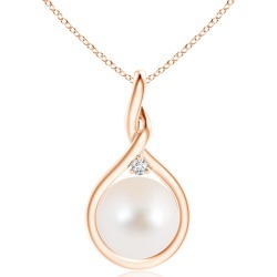 Freshwater Pearl and Diamond Twist Bale Pendant