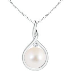 Freshwater Cultured Pearl and Diamond Twist Bale Pendant