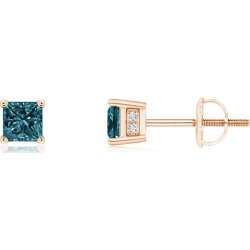 Princess-Cut Blue Diamond Solitaire Stud Earrings found on Bargain Bro from Angara Jewelry for USD $424.84