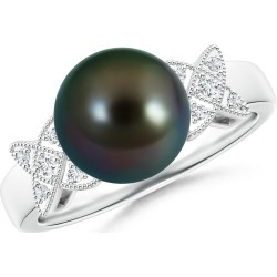 Tahitian Cultured Pearl XO Ring with Diamonds