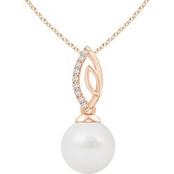 South Sea Pearl & Diamond Leaf Bale Pendant