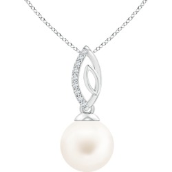 Freshwater Pearl & Diamond Leaf Bale Pendant