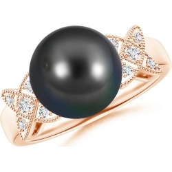 Tahitian Cultured Pearl XO Ring with Diamonds