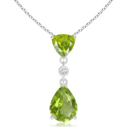 Trillion and Pear Peridot Drop Pendant with Diamond found on Bargain Bro from Angara Jewelry for USD $303.24