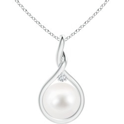 Freshwater Cultured Pearl and Diamond Twist Bale Pendant