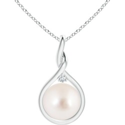 South Sea Cultured Pearl and Diamond Twist Bale Pendant