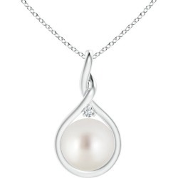 South Sea Cultured Pearl and Diamond Twist Bale Pendant