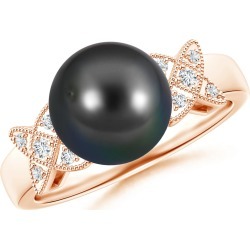 Tahitian Cultured Pearl XO Ring with Diamonds