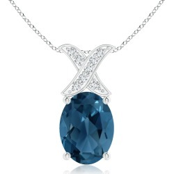Oval London Blue Topaz XO Pendant with Diamonds