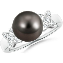 Tahitian Cultured Pearl XO Ring with Diamonds