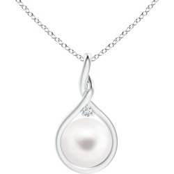 Freshwater Cultured Pearl and Diamond Twist Bale Pendant