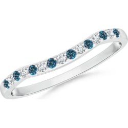 Round Blue and White Diamond Contour Wedding Band found on Bargain Bro from Angara Jewelry for USD $402.04