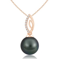 Tahitian Pearl & Diamond Leaf Bale Pendant