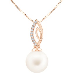 Freshwater Pearl & Diamond Leaf Bale Pendant