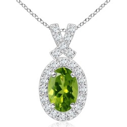 Vintage Style Peridot Pendant with Diamond Halo found on Bargain Bro from Angara Jewelry for USD $1,580.04