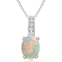 Oval Opal Solitaire Pendant with Diamond Bale found on Bargain Bro from Angara Jewelry for USD $865.64
