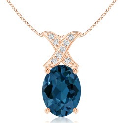Oval London Blue Topaz XO Pendant with Diamonds