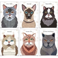 Cat Greetings card (Set of 6) 9 designs avaialble