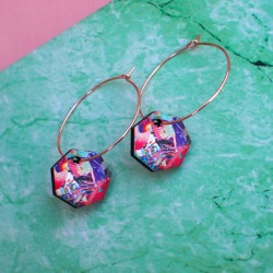 Rose Gold Hexagon Hoops