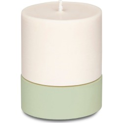 CONCRETE & WAX - Large Sandalwood & Black Pepper Soy Wax Candle And Concrete Candle Holder In Sage