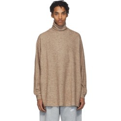 House of the Very Islands Brown Silk Cash Loose-Cut Raglan Turtleneck