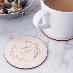 Engraved wreath drinks coaster