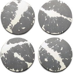 CONCRETE & WAX - Set Of 4 Hand Poured Concrete Coasters In Grey With White Splatter