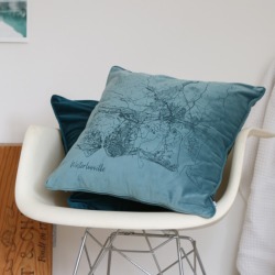 Velvet Personalised Map cushion