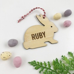Personalised Easter Bunny bamboo name decoration