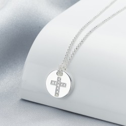 Girl's Personalised Angel of Mine Cross Necklace