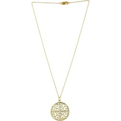 Artisan - 925 Sterling Silver Gold Plating Diamond Round Design Pendant Necklace Handmade Jewelry