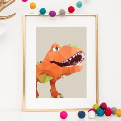 Geometric T-rex art print