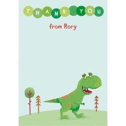 Personalised dinosaur thank you card (set of 8)