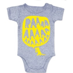 RAAAAA dinosaur onesie in yellow on grey