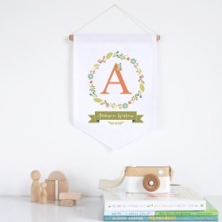 Floral wreath personalised pennant wall banner