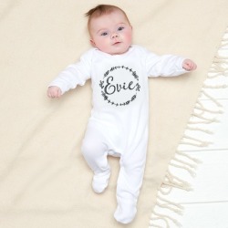 Personalised Floral Wreath Onesie