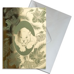 The Curious Department - Elemental Panther Gold Greeting Card Pack of 10