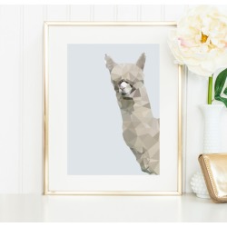 Geometric alpaca art print