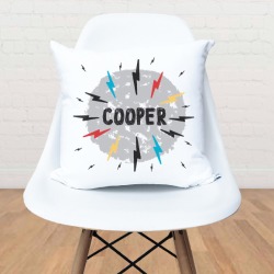Lightning bolt personalised cushion