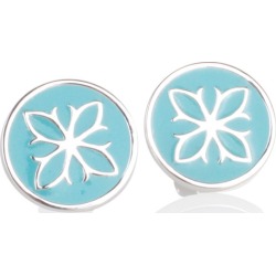 Fleur De Lis Enamel Disc Stud Earrings