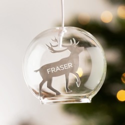Personalised Reindeer Glass Dome Bauble